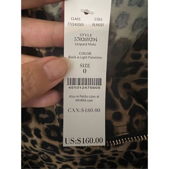 NWT WHBM leopard moto jacket sz 0 - Picture 9 of 10